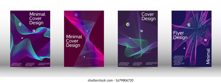 Minimal vector cover design with abstract gradient linear waves. Cover design. A set of modern abstract covers. Minimal vector cover design with abstract lines.
