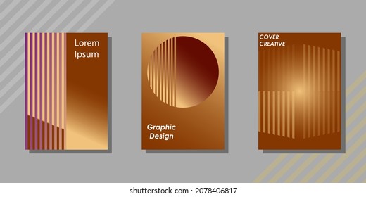 Minimal Vector cover design. Golden brown gradient with cool circle and line elements. Future Poster Template. EPS 10