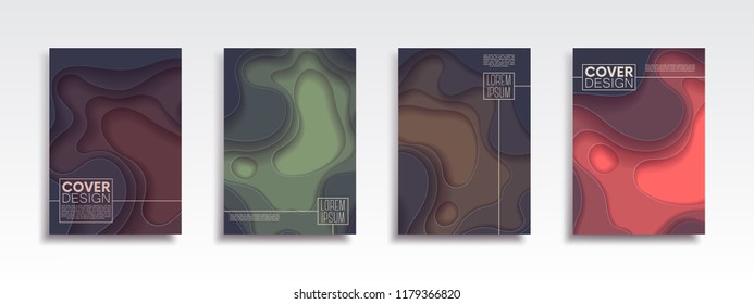 Minimal Vector Cover design set with abstract waves. Vector design layout for banners presentations, flyers, posters and invitations