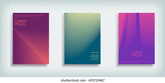 Minimal Vector Cover design set with abstract lines. Modern halftone gradients. Concept Poster template.