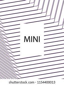 Minimal vector cover. Linear striped template for printing. Flat geometric backdrop design. Black Purple White banner template. Lines Stripes poster. Violet purple vibe print design. Abstract cover