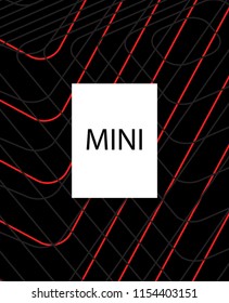 Minimal vector cover. Linear striped template for printing. Flat geometric backdrop design. Black Red White graphic layout. Lines Stripes poster. Banner design in simple colors. Eps10 banner