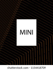 Minimal vector cover. Linear striped template for printing. Flat geometric backdrop design. Black Mustard Gold graphic layout. Cover print template. Cover design in Black Gold White. Vector cover.