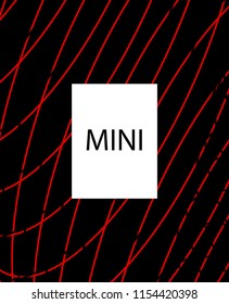 Minimal vector cover. Linear striped template for printing. Flat geometric backdrop design. Black Red White banner template. Cover print template. Banner design in simple colors. Vector cover.