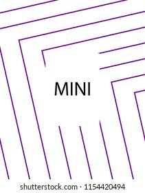 Minimal vector cover. Linear striped template for printing. Flat geometric backdrop design. Black Purple White graphic layout. Cover print template. Banner design in simple colors. Abstract cover