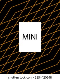 Minimal vector cover. Linear striped template for printing. Flat geometric backdrop design. Black Mustard Gold abstract banner. Cover print template. Banner design in simple colors. Eps10 banner