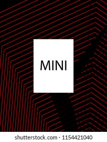 Minimal vector cover. Linear striped template for printing. Flat geometric backdrop design. Black Red White banner template. Cover print template. Banner design in simple colors. Vector cover.