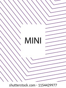 Minimal vector cover. Linear striped template for printing. Flat geometric backdrop design. Black Purple White banner template. Cover print template. Banner design in simple colors. Vector cover.