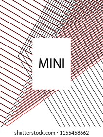 Minimal vector cover. Linear striped template for printing. Flat geometric backdrop design. Black Red White abstract banner. Cover print template. Banner design in simple colors. Abstract cover