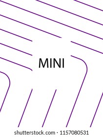 Minimal vector cover. Linear striped template for printing. Flat geometric backdrop design. Black Purple White abstract banner. Minimal flyer template. Minimal geometry cover design. Eps10 banner