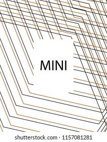 Minimal vector cover. Linear striped template for printing. Flat geometric backdrop design. Black Mustard White graphic layout. Minimal flyer template. Banner design in simple colors. Abstract cover