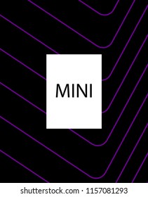 Minimal vector cover. Linear striped template for printing. Flat geometric backdrop design. Black Purple White abstract banner. Cover print template. Violet purple vibe print design. Vector cover.
