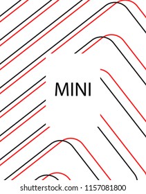 Minimal vector cover. Linear striped template for printing. Flat geometric backdrop design. Black Red White graphic layout. Minimal flyer template. Minimal geometry cover design. Eps10 banner