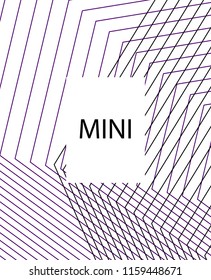 Minimal vector cover. Linear striped template for printing. Flat geometric backdrop design. Black Purple White graphic layout. Lines Stripes poster. Banner design in simple colors. Abstract cover.