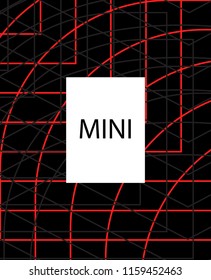 Minimal vector cover. Linear striped template for printing. Flat geometric backdrop design. Black Red White graphic layout. Lines Stripes poster. Banner design in simple colors. Vector cover.