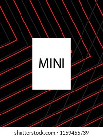 Minimal vector cover. Linear striped template for printing. Flat geometric backdrop design. Black Red White banner template. Minimal flyer template. Minimal geometry cover design. Vector cover.