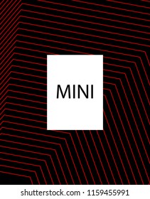 Minimal vector cover. Linear striped template for printing. Flat geometric backdrop design. Black Red White graphic layout. Minimal flyer template. Minimal geometry cover design. Vector cover.