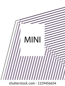 Minimal vector cover. Linear striped template for printing. Flat geometric backdrop design. Black Purple White banner template. Cover print template. Minimal geometry cover design. Vector cover.