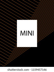 Minimal vector cover. Linear striped template for printing. Flat geometric backdrop design. Black Mustard Gold abstract banner. Lines Stripes poster. Banner design in simple colors. Vector cover.