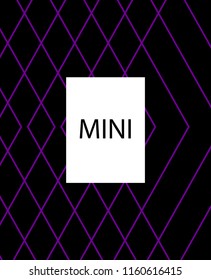 Minimal vector cover. Linear striped template for printing. Flat geometric backdrop design. Black Purple White banner template. Cover print template. Banner design in simple colors. Abstract cover