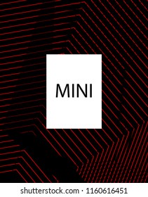 Minimal vector cover. Linear striped template for printing. Flat geometric backdrop design. Black Red White graphic layout. Cover print template. Minimal geometry cover design. Abstract cover