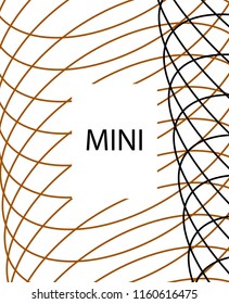 Minimal vector cover. Linear striped template for printing. Flat geometric backdrop design. Black Mustard White graphic layout. Cover print template. Minimal geometry cover design. Abstract cover
