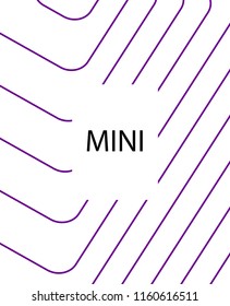 Minimal vector cover. Linear striped template for printing. Flat geometric backdrop design. Black Purple White graphic layout. Cover print template. Banner design in simple colors. Eps10 banner