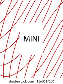 Minimal vector cover. Linear striped template for printing. Flat geometric backdrop design. Black Red White banner template. Minimal flyer template. Minimal geometry cover design. Vector cover.