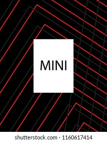 Minimal vector cover. Linear striped template for printing. Flat geometric backdrop design. Black Red White graphic layout. Cover print template. Rich Scarlet Burgundy cover design. Abstract cover