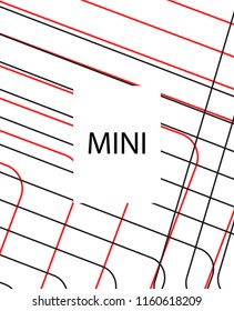 Minimal vector cover. Linear striped template for printing. Flat geometric backdrop design. Black Red White banner template. Cover print template. Rich Scarlet Burgundy cover design. Vector cover.