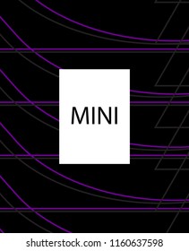 Minimal vector cover. Linear striped template for printing. Flat geometric backdrop design. Black Purple White banner template. Minimal flyer template. Banner design in simple colors. Eps10 banner