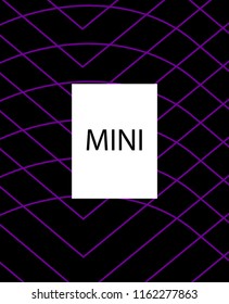 Minimal vector cover. Linear striped template for printing. Flat geometric backdrop design. Black Purple White banner template. Cover print template. Banner design in simple colors. Abstract cover