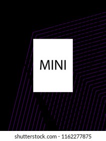 Minimal vector cover. Linear striped template for printing. Flat geometric backdrop design. Black Purple White graphic layout. Minimal flyer template. Banner design in simple colors. Vector cover.
