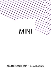 Minimal vector cover. Linear striped template for printing. Flat geometric backdrop design. Black Purple White abstract banner. Minimal flyer template. Banner design in simple colors. Eps10 banner