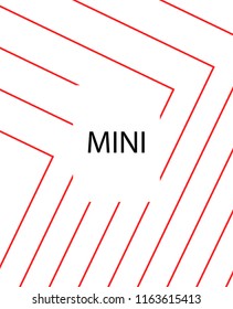Minimal vector cover. Linear striped template for printing. Flat geometric backdrop design. Black Red White graphic layout. Minimal flyer template. Minimal geometry cover design. Abstract cover