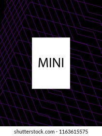 Minimal vector cover. Linear striped template for printing. Flat geometric backdrop design. Black Purple White graphic layout. Minimal flyer template. Violet purple vibe print design. Eps10 banner