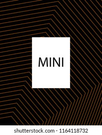 Minimal vector cover. Linear striped template for printing. Flat geometric backdrop design. Black Mustard Gold banner template. Minimal flyer template. Cover design in Black Gold White. Abstract cover