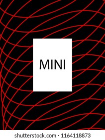 Minimal vector cover. Linear striped template for printing. Flat geometric backdrop design. Black Red White banner template. Cover print template. Banner design in simple colors. Abstract cover