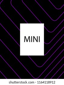 Minimal vector cover. Linear striped template for printing. Flat geometric backdrop design. Black Purple White graphic layout. Cover print template. Banner design in simple colors. Abstract cover