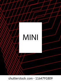 Minimal vector cover. Linear striped template for printing. Flat geometric backdrop design. Black Red White banner template. Minimal flyer template. Minimal geometry cover design. Vector cover.