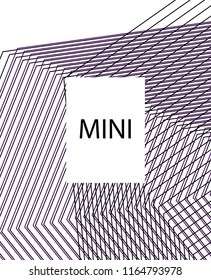 Minimal vector cover. Linear striped template for printing. Flat geometric backdrop design. Black Purple White abstract banner. Minimal flyer template. Banner design in simple colors. Eps10 banner
