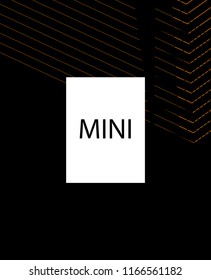 Minimal vector cover. Linear striped template for printing. Flat geometric backdrop design. Black Mustard Gold abstract banner. Cover print template. Banner design in simple colors. Abstract cover