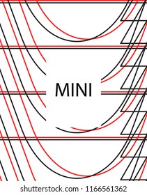 Minimal vector cover. Linear striped template for printing. Flat geometric backdrop design. Black Red White graphic layout. Lines Stripes poster. Minimal geometry cover design. Vector cover.