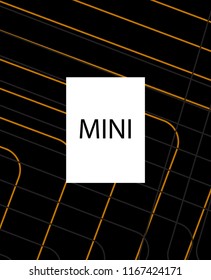 Minimal vector cover. Linear striped template for printing. Flat geometric backdrop design. Black Mustard Gold banner template. Cover print template. Minimal geometry cover design. Vector cover.