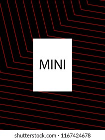 Minimal vector cover. Linear striped template for printing. Flat geometric backdrop design. Black Red White banner template. Cover print template. Banner design in simple colors. Vector cover.