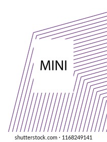 Minimal vector cover. Linear striped template for printing. Flat geometric backdrop design. Black Purple White banner template. Cover print template. Banner design in simple colors. Abstract cover
