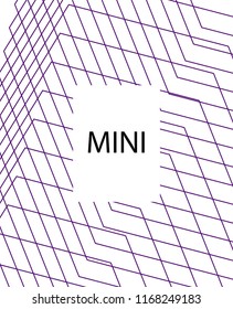 Minimal vector cover. Linear striped template for printing. Flat geometric backdrop design. Black Purple White banner template. Minimal flyer template. Violet purple vibe print design. Vector cover.
