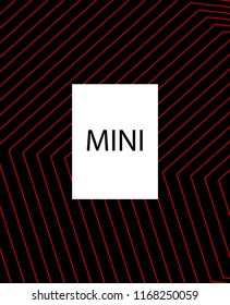 Minimal vector cover. Linear striped template for printing. Flat geometric backdrop design. Black Red White graphic layout. Cover print template. Minimal geometry cover design. Abstract cover