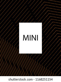Minimal vector cover. Linear striped template for printing. Flat geometric backdrop design. Black Mustard Gold banner template. Lines Stripes poster. Minimal geometry cover design. Eps10 banner