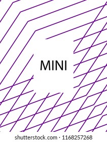 Minimal vector cover. Linear striped template for printing. Flat geometric backdrop design. Black Purple White abstract banner. Minimal flyer template. Minimal geometry cover design. Abstract cover